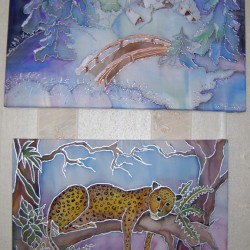 Картины с тигром и зимней деревней
